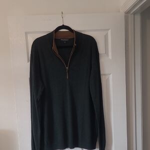 Hart Schaffner Marx Forest Green 1/4 Zip Sweater Extra Fine Marino Wool XLT